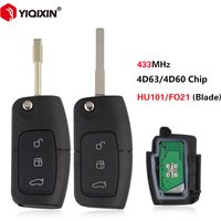 YIQIXIN 433MHZ 4D60/63 Chip Remote Key For Ford Focus Mk2 Mk3 Mk4 Fiesta 2 3 Mondeo Ranger Fusion C S Max Ka HU101 FO21 Blade
