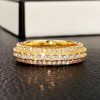 9999 24K genuine gold fashionable luxury moissanite diamond gold ring, high-end luxury couple gold jewelry diamond ring