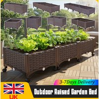Elevated Raised Planter Box with Legs Plastic Garden Bed Drainage Holes Planting Container for Vegetables Fruits Flowers Herbs