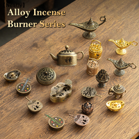 Vintage Alloy Incense Burner Stick Holder Three Legged Hollow Out Mini Sandalwood Censer Incense Burner Home Decoration〔Nest〕