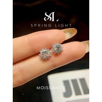 0.5CT Moissanite Diamond Sun Flower Earrings for Women 925 Sterling Silver Solitaire Wedding Anniversary Party Jewelry