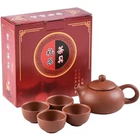 Purple sand Kung Fu tea set, a full set of four cups of thickened ceramic teapot, flower teapot