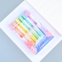 6Pcs/set Kawaii Retractable Highlighters Macaron Pastel Highlighter Pen Fluorescence Markers for School Supplies Cute Stationery
