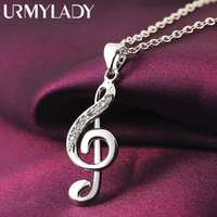 925 sterling Silver crystal Elegant musical note Pendant Necklace For Women luxury Fashion wedding accessories jewelry gifts