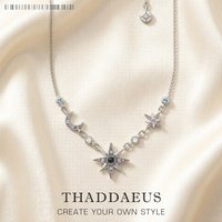 Royalty Star & Moon Necklace 2023 Spring New Link Chain Fine Jewelry Europe 925 Stering Silver Bijoux Trendy Gift For Women