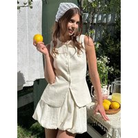 Bornladies Cotton Chic Casual Vest Mini Skirt Set Women's Fashion Commuter Sleeveless Tank Top Loose Shorts Suits Summer New
