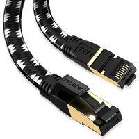 ZoeRax Cat8 Ethernet Cable 40G 2000MHz Flat Nylon Braided RJ45 Network Lan Patch Cord for RJ45 Ethernet Cable for Router/PS 5