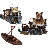 Clearance inventory MOC-182537 1991pcs small particle assembly building blocks Viking building castle ship 182058 expansion mode