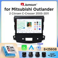 Junsun Bezprzewodowe Radio Samochodowe CarPlay Android Auto do Mitsubishi Outlander Mk2 / Citroen C-Crosser 2005-2012 z Wbudowanym Wentylatorem Chłodzącym, Nawigacja GPS Android, Odtwarzacz