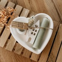 Love Small House Heart-Shaped Plate Candle Holder Set Home Desktop Decoration Holiday Anniversary Gift Resin Plaster Wax Craft
