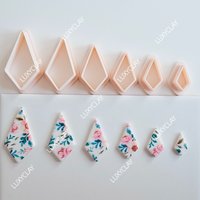 6pcs/set Diamond Shape Polymer Clay Molds, Geometric Rhombus with Different Sizes Clay Cutters for Earrings & Jewelry Making
