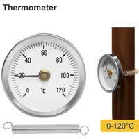 Bimetal Pipe Thermometers Stainless Steel 0-120℃ Analog Anlegethermometer Clamp-on Industrial Pipeline Measuring