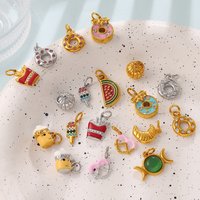 Stainless Steel Food Pendant Cute Enamel Donut Ice Cream Hamburger Charms DIY Jewelry Making Findings Modular Bracelet Necklace