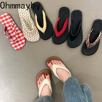 Summer Floral Clip Toe Women Slippers Concise Soft Sole Flats Shoes Outdoor Non Slip Slip On Beach Vacation Slides Shoes