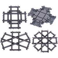 MOC Creative Expert Ideas City Train Tracks Manual Level Electric Crossings Rails Bricks Building Blocks DIY Toys gifts