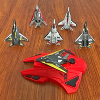 Flying Shooting Toy (1pcs Launcher+6pcs Airplane) Simple Fighter Shooting Toy, Manual Launcher Boy Christmas Gift