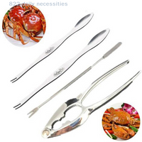 4 Pcs Seafood Tool Set Crab Shrimp Pliers Fork Spoon Nutcracker Kitchen Accessories for Lobster Crab Shrimp Fruit Cracking