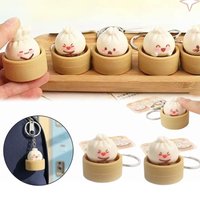 Steamed Bun Clicker Keychain Dumpling Stress Relief Mini Mantou Pendant Backpack Charm Decompression Fidget Gift for Adults