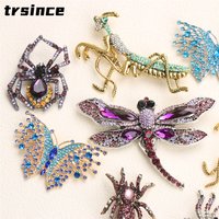 Vintage Black Crystal Spider Brooch Personalized Insect Pin Creative Dragonfly Mantis Pins Fashionable Versatile Accessory Gift