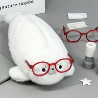 Funny Cute Seal Doll Pencil Case Large Capacity High Aesthetic Value Storage Bag Plush Stationery Bag Students School Supplies