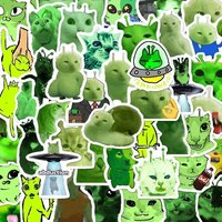 78pcs Funny Alien Cat Meme Stickers Green Alien Decals For Phone Laptop Suitcase Notebook Skateboard Zip Zap Alien Cat Stickers
