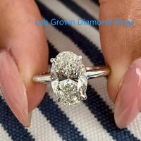 3Ct Oval Cut IGI Certified CVD HPHT Lab Grown Diamond DEF VS-VVS Solitaire Ring Solid Platinum 950 Diamond Wedding Ring For Lady