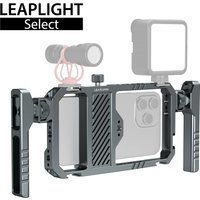Universal Smartphone Cage with Dual Handles Aluminum Phone Cage Rig Video Stabilizer for iPhone/Samsung Filmmaking Vlogging
