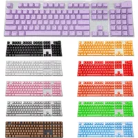 New 104 Pcs Mechanical Keyboard Keycaps Set OEM Replacement Backlit ABS Purple White Key Cap for 61/87/104 Key Cherry MX Keycap