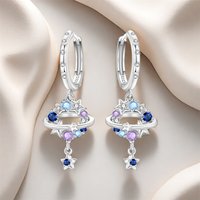 PANPOKI 925 Sterling Silver Colorful Zircon Starry Sky Drop Earrings Women Earrings Fashion Party Original Jewelry Fine Gifts