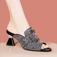 women fashion light weight black crystal peep toe spring & summer high heel shoes lady golden comfort sexy party heel shoes b593