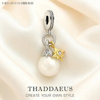 Gold Star Pearl Pendant Charm Handmade New Lucky Fine Jewelry Real 925 Sterling Silver Gift For Women