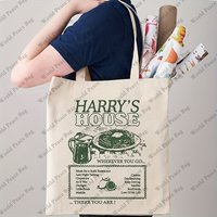 Harry's House Pattern Tote Bag, Casual Canvas Shopping Bag, Travel Storage Bag Reusable Shopping Bag Supermarket Bag