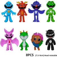 PVC Horror Cartoon Monster Smiling Collectible Model Toys Set Figure Desktop Decoration Ornaments Birthday Gifts