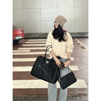 New Black Soft Leather Tote Bag Women Large Capacity Commute High-End Single Shoulder Handbag Fashion Versatile Bag
