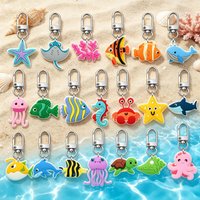 20PCS Ocean Animal Keychains Bulk, Cute Marine Sea Creature Keychain Set Octopus Starfish Fish Crab Dolphin Charms for Bags