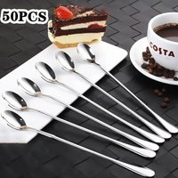 20/6pcs Stainless Steel Ice Tea Scoop Dessert Spoon Food Grade Ice Cream Candy Tea Spoon Milkshake Coffee Multi-Purpose Spoon