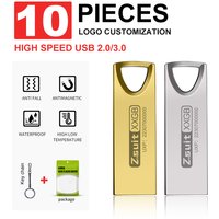 Zsuit 10Pcs USB Flash Drive 64GB Pen Drive 2G 4G 8G Metal Pen Drive Usb Stick 32G Memory Stick Free Custom Logo Flash Usb 3.0
