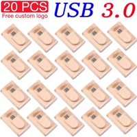 JASTER 20 PCS LOT Free Custom Logo USB 3.0 Flash Drive 128GB Beautiful Wooden Box Memory Stick 64GB Creative Gift Pen Drive 32GB