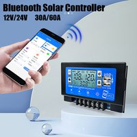 30A 60A Bluetooth Wift Solar Controller 5A Dual USB Output For Mobile Phones,IPads Charging MPPT Solar Panels Charge Controller