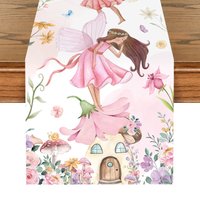 180cm Flower Fairy Table Runner Spring Flower Theme Table Decor for Kitchen Polyester Tablerunner Home Decor