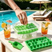 Double-Layer Press Type Ice Cube Mold, Kitchen Tool for Cold Drink Enthusiasts, Produce 68 Ice Cubes in One Go