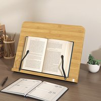 Wooden Reading Book Stand, Multi-Function Laptop Support, 8-Level Adjustable Stand