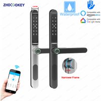ZHDCOOKEY Fingerprint Biometric Slim Waterproof Smart Door Lock Aluminum RFID Card Password TTLock Electronic Sliding Door Locks