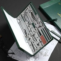 23pcs H4023 Drawing Instruments Drafting Metal Compass Tool Suit for Mechanical Construction Engineering