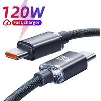 120W Type C To Type C Cable 6A Super Fast Charging Phone Charger Data Cord For Xiaomi Samsung Huawei USB C Quick Charge Cable