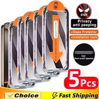 5Pcs Easy Installation Anti-spy Glass for iPhone 17 Air 16 11 12 14 13 15 Pro Max 7 8 Plus Mini X XR XS Privacy Screen Protector