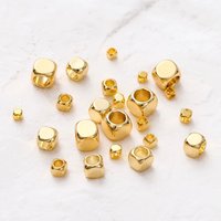 50Pcs 14K/18K Gold Plated Brass Big Hole Square Spacer Beads Bracelet Earring Loose Spacer Beads For DIY Jewelry Making Findings