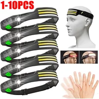 Induction Headlamp COB LED Sensor Head Lamp Built-in Battery Flashlight USB Rechargeable Head Torch 10 Lighting Modes Headlight