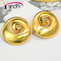 YTJX Classic Smooth Round Earrings 18K Gold Color Snail Shell Shape Drop Earrings For Women Personality Ear Jewelry 2026 New