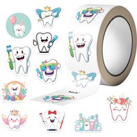 500PCS Take Care of Teeth Dental Defender Stickers 2.5cm/1.0'' 8 Designs Decals Diy Adorn Gifts Packaging Home Decor TZ502